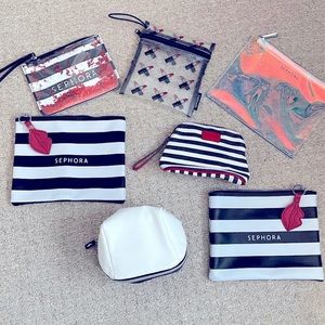 Lot of 3 Striped Sephora Cosmetic Bags